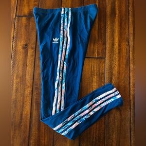 Adidas Kids Blue Leggings with Stripes